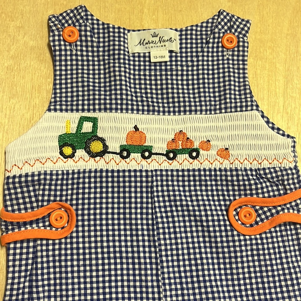 Pumpkin Patch onesie. Size 12-18M. Excellent used condition.